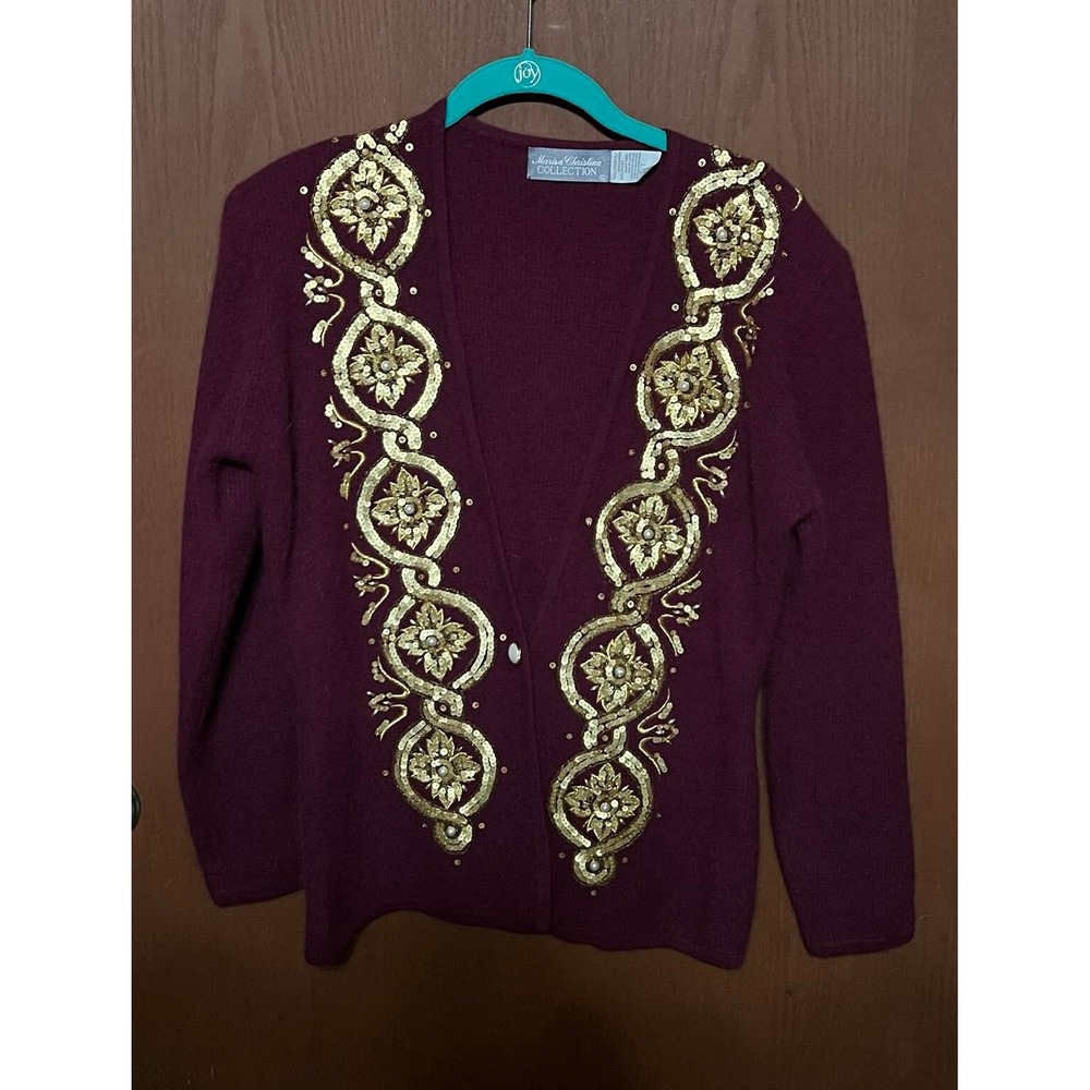 Marisa Christina Embellished Nylon Angora Rabbit Hair Wool Sweater Sz S Tb19